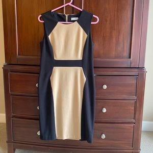 Calvin Klein Tan and Black Hourglass Dress